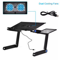 Soporte Plegable Ajustable para Laptop, Soporte de Aluminio de Tres Pliegues para Computadora, Escritorio Móvil para Cama, Sofá, Auto