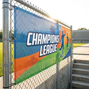 Double-Sided UV Printed PVC Mesh Banner Wind Resistant Fade Resistant Perforated Advertising <b>Sign</b> for Stadium Racing Events - Product Image 1
