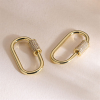 Fermoir à vis en zircon plaqué or 18 carats, forme ovale, fermoir à homard pour la fabrication de bracelets et de colliers