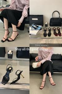 Di alta qualità nuova estate punta quadrata sandali con tacco profilato <span class=keywords><strong>scarpe</strong></span> da donna tacchi da donna <span class=keywords><strong>scarpe</strong></span> da festa - Product Image 6