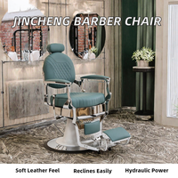 Fauteuil de Barbier Moderne Hydraulique, Chaise de Coiffure en Similicuir Rembourrée avec Base Ronde pour Salon de Coiffure