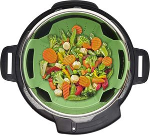 Panier vapeur en silicone idéal pour cuire à la vapeur les légumes, le poisson et plus encore, compatible lave-vaisselle, résistant à la chaleur (vert) - Product Image 4
