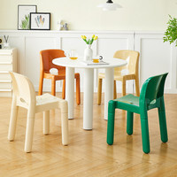 Chaise de salle à manger médiévale style coréen, en plastique épaissi, empilable, vintage, artistique, pour café, avec dossier, tabouret ottoman