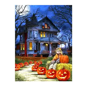 Halloween Diamond Pintura Kits para Adultos, Abóbora Rhinestone Diamond Art Pinturas para Iniciantes