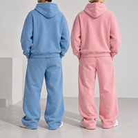 Ensemble de survêtement décontracté pour homme avec logo personnalisé imprimé, sweat à capuche zippé et pantalon de survêtement ample à jambes larges