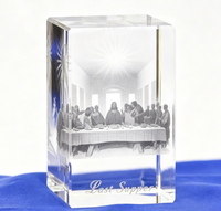 Cube en cristal K9 en gros avec gravure laser 3D intérieure, Artisanat religieux en cristal Sainte Famille, Souvenir de l'Église catholique, Décoration, Cadeau