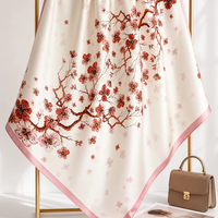 Foulard carré en soie de mûrier jacquard pour femme 65x65cm, en pure soie, pour la tête, le cou, les cheveux, accessoire de sac, cadeau, en satin doux