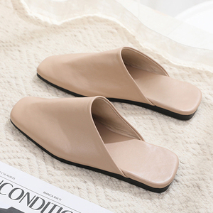 Women's Slip on Comfort Spring Summer Autumn Genuine Leather Square Toe Loafer Mule <b>Clogs</b> Flat Casual Breathable <b>Slippers</b> - Product Image 3