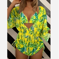 Maillot de bain trois pièces pour femmes Bikini de style européen à la mode avec maille fendue coupe ample