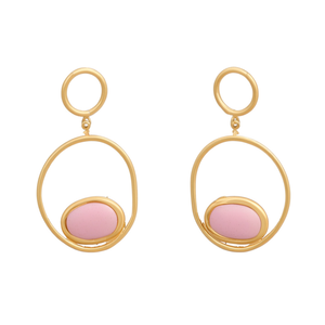 Pendientes de Moda con Incrustaciones de Piedras Rosadas, Acero Inoxidable 316L, Baño de Oro PVD, Resistentes y Sostenibles - Product Image 2