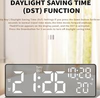 Jam Dinding Alarm LED Digital Pengubah Warna Timer Hitung Mundur DST Kecerahan Dapat Disesuaikan Kalender Aktif Suara untuk Kamar Tidur Rumah