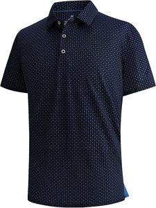 Chemises de golf pour hommes, haute élasticité, manches courtes, sans couture, évacuation de l'humidité, sensation de fraîcheur, uni, tricoté, imprimé - Product Image 6