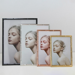 Metal Picture <strong>Frame</strong> with Bamboo <strong>Design</strong> Real Glass Photo <strong>Frames</strong> <strong>Wall</strong> Hanging or Tabletop Display - Product Image 1