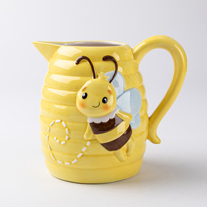 Tarro de almacenamiento de galletas de cerámica de <span class=keywords><strong>colmena</strong></span> de abeja amarilla 3D, hecho a mano personalizado - Product Image 5