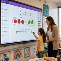 Pizarra Interactiva Inteligente 4K UHD, Sistema Operativo Dual Android 13/Windows 11, Pantalla Táctil IR de 40 Puntos para Escuelas y Reuniones