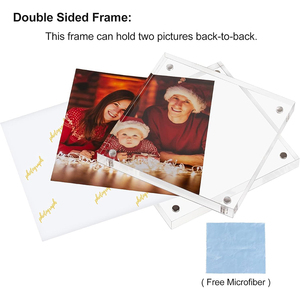 Cadre <span class=keywords><strong>photo</strong></span> pliable portable en acrylique transparent double face sans cadre de <span class=keywords><strong>4x4</strong></span> pouces avec support magnétique pour bureau - Product Image 4