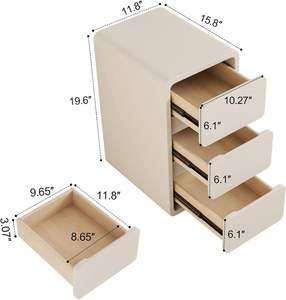 Mesita de Noche <span class=keywords><strong>Estrecha</strong></span> de Color Puro Simple con 2-3 <span class=keywords><strong>Cajones</strong></span>, Cómoda de Almacenamiento Moderna de Madera Maciza, Adecuada para Muebles de Dormitorio. - Product Image 2