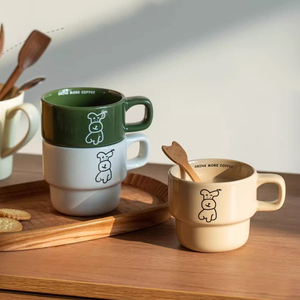 Wholesale Vintage Stackable <b>Mugs</b> Coffee <b>Ceramic</b> <b>Mugs</b> Custom Printed logo - Product Image 1