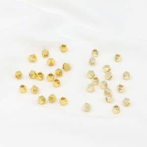 ลูกปัดทรงเพชรเคลือบทอง 14K ทำจากทองแดงเหลี่ยมเพชรพลอย สำหรับทำเครื่องประดับ DIY ขนาดกลาง D15 - Product Image 2