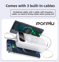 PORPIU Vente en gros de grande capacité, charge rapide PD22.5W, batterie externe 30000mAh avec câble magnétique sans fil intégré 15W pour Apple Android