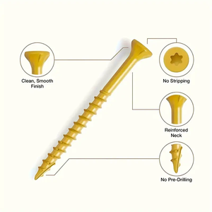 Viti per <span class=keywords><strong>legno</strong></span> in acciaio inossidabile con <span class=keywords><strong>testa</strong></span> <span class=keywords><strong>a</strong></span> doppia concavità Torx, zincate gialle, M6 M8 M10, 60MM-300MM, per <span class=keywords><strong>legno</strong></span> e truciolato - Product Image 4