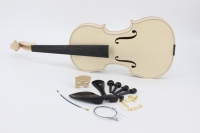 Violon de haute qualité non fini avec accessoires en ébène, violon non verni à motifs flammés