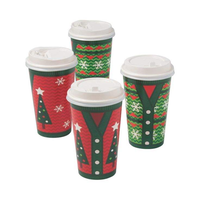 Tasse à thé au lait rouge à double paroi jetable avec logo personnalisable avec couvercle pour boissons chaudes Gobelet en papier de Noël Style à paroi unique pour le vin