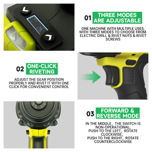 Bộ súng tán đinh điện không dây, công suất lớn, cấp công nghiệp, sử dụng pin, kèm bộ chuyển đổi đai ốc, dụng cụ tán đinh mù bằng khí nén - Product Image 4