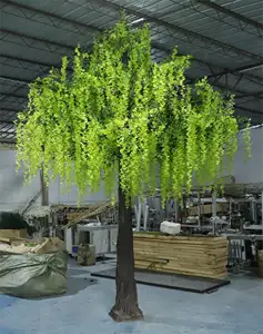 Wholesale Artificial Silk Wisteria Blossom Tree Table Wedding Green Flower Blossom Tree For Decoration