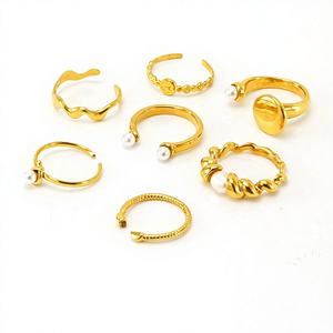 Anillo de Moda para Mujer, Diseño Geométrico Simple y Elegante, de Acero Inoxidable, con Piedra Natural, Estilo Abierto, Personalizado de Fábrica - Product Image 1