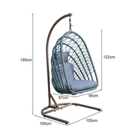 Fauteuil suspendu d'extérieur en acier tressé en corde, pliable et plat, pour jardin et patio