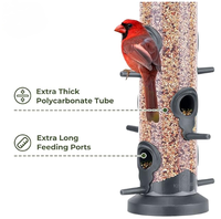 Comederos de Tubo de Plástico de Alta Calidad con 6 Puertos de Alimentación, Comedero Resistente a la Intemperie con Soporte de Acero para Aves Silvestres, Regalo para Amantes de las Aves