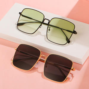 Gafas de sol con montura cuadrada de estilo coreano para mujer, lentes de PC UV400, montura completa, moda, verde aguacate, YC5025 A3 - Product Image 3