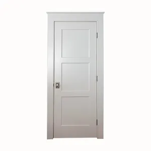 Porte en bois massif de style moderne, 3 panneaux, fait en damier, pour intérieur de villa, hôtel, de maison, en bois blanc