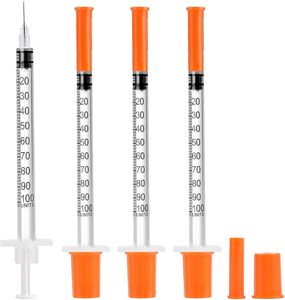 Seringue à insuline stérile pour usage animal 0,3 ml 0,5 ml 1 ml 27G Capuchon orange - Product Image 1