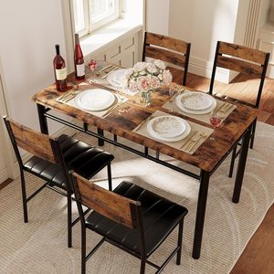 <span class=keywords><strong>Tavolo</strong></span> da Pranzo in Legno <span class=keywords><strong>con</strong></span> <span class=keywords><strong>Sedie</strong></span> Imbottite <span class=keywords><strong>per</strong></span> 4 Persone, Arredamento <span class=keywords><strong>per</strong></span> <span class=keywords><strong>Cucina</strong></span> e Sala da Pranzo - Product Image 2