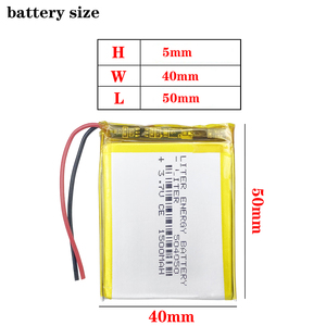 Batterie 504050 adaptée, 3,7 V, 1500 mAh, batteries rechargeables Li-polymère, UN38.3, IEC62133, MSDS - Product Image 2