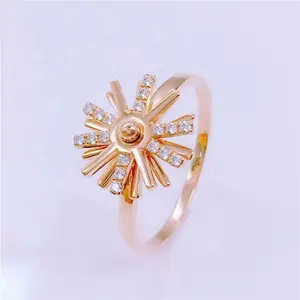 Русское 585 фиолетовое кольцо с покрытием 14 К, вращающееся кольцо с подсолнечником, розовое золото, модная женская модель
