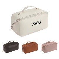 Trousse de Toilette et Maquillage Professionnelle Ronde en Cuir PU, Imprimée Personnalisée, Marque Privée, Cosmétiques Rouge Violet