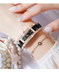 Nuevo Reloj de Pulsera Rectangular de Acero para Mujer, Caja de Cerámica con Incrustaciones de Cristal, Reloj Resistente al Agua de 18 mm, Esfera Pequeña y Delicada, Reloj de Cuarzo - Product Image 6