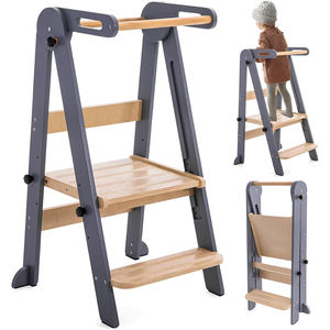 Tour d'apprentissage pliable pour enfants en bois, réglable en hauteur, avec barre <span class=keywords><strong>de</strong></span> sécurité pour comptoir <span class=keywords><strong>de</strong></span> cuisine, <span class=keywords><strong>salle</strong></span> <span class=keywords><strong>de</strong></span> <span class=keywords><strong>bain</strong></span> - Product Image 1