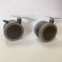 Roulette en PU double de 60mm avec serrure, livraison gratuite, roues de lit à ponceuse, fournitures de meubles en plastique, 2.5 pouces