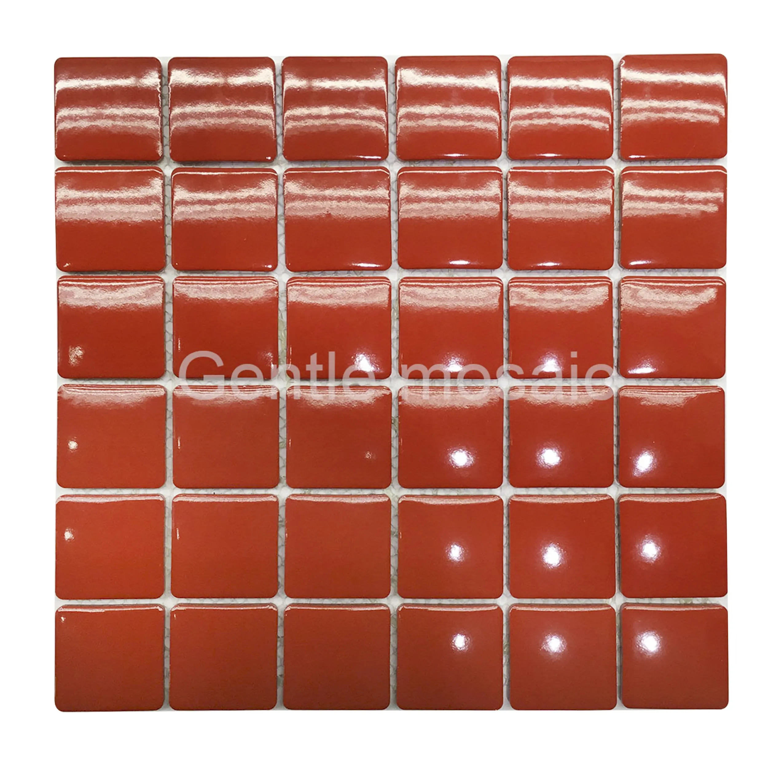 Di alta qualità decorazione della parete di piastrelle 6mm quadrato rosso lucido smaltato tessere di mosaico in ceramica