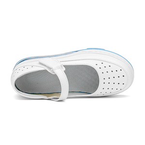 Zapatos de Enfermería Lenore para Mujer, de Cuero Blanco, Sin Cordones, Planos, Transpirables, con Orificios, Antideslizantes, Seguros, Cómodos para el Trabajo, Primavera/Verano - Product Image 5