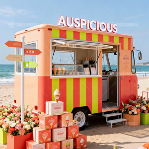 รถขายอาหารเคลื่อนที่อเนกประสงค์กลางแจ้ง สแตนเลส สำหรับขายฮอทดอก ขนมหวาน ไอศกรีม และของว่างต่างๆ - Product Image 2