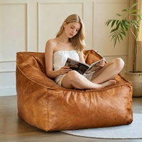 Housse de pouf 2026 en cuir PU (sans rembourrage) – Fauteuil paresseux sans garnissage, siège au sol pour salon