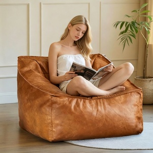 Housse de pouf 2026 en cuir PU (sans rembourrage) – <span class=keywords><strong>Fauteuil</strong></span> paresseux sans garnissage, siège au sol pour salon - Product Image 6