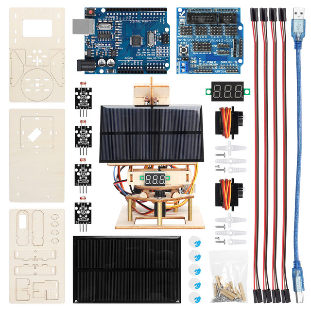 DIY Wooden Light Tracking System Kit Smart STEM Learning Development Board