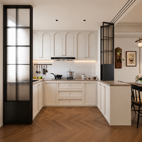 Meuble de cuisine modulaire sur mesure avec étagère ouverte LED, plateau en marbre artificiel, finition laquée, design moderne écologique, acier inoxydable