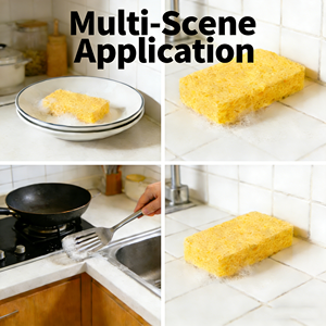 Éponge de nettoyage de vaisselle de cuisine biodégradable écologique personnalisable en gros avec bord rond - Product Image 4